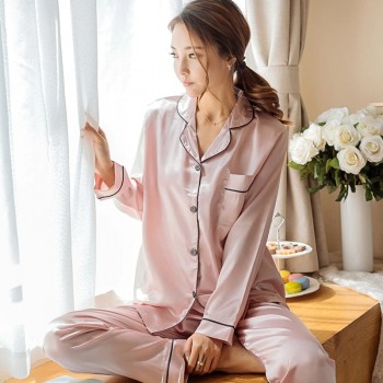 Womens Silk Satin Pajamas Set Sleepwear Pajamas Suit Female Sleep Two Piece Set Women's Loungewear Plus Size